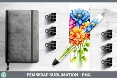 Watercolor Flowers Zinnia Pen Wrap Sublimation Epoxy Pen Des Product Image 1