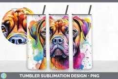 Splat Rainbow Boxer Dog Tumbler | Sublimation 20 oz Skinny T Product Image 4