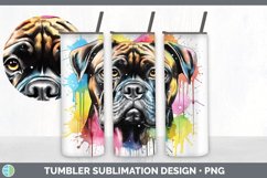 Splat Rainbow Boxer Dog Tumbler | Sublimation 20 oz Skinny T Product Image 6