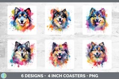 Rainbow Finnish Lapphund Dog Square Coaster | Sublimation Co Product Image 2