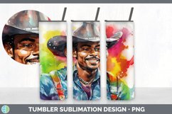 Rainbow Black Cowboy Tumbler | Sublimation 20 oz Skinny Tumb Product Image 2