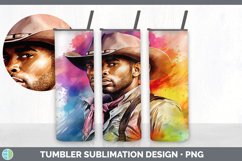 Rainbow Black Cowboy Tumbler | Sublimation 20 oz Skinny Tumb Product Image 3