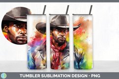 Rainbow Black Cowboy Tumbler | Sublimation 20 oz Skinny Tumb Product Image 5