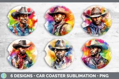 Rainbow Black Cowboy Car Coaster | Sublimation Coaster Desig Product Image 2