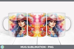 Rainbow Latina Cowgirl Mug Wrap | Sublimation Coffee Cup Des Product Image 2