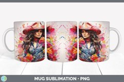 Rainbow Latina Cowgirl Mug Wrap | Sublimation Coffee Cup Des Product Image 3