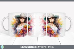 Rainbow Latina Cowgirl Mug Wrap | Sublimation Coffee Cup Des Product Image 4