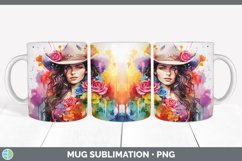 Rainbow Latina Cowgirl Mug Wrap | Sublimation Coffee Cup Des Product Image 6