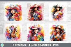 Rainbow Latina Cowgirl Square Coaster | Sublimation Coaster Product Image 2