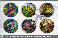 Stained Glass Finch Bird Keychain | Sublimation Keyring Desi Product Image 2