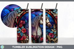 Stained Glass Horses Tumbler | Sublimation 20 oz Skinny Tumb Product Image 2