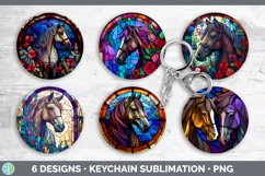 Stained Glass Horses Keychain | Sublimation Keyring Designs Product Image 2