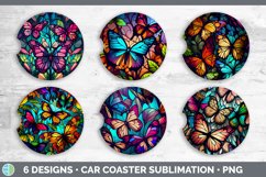 Stained Glass Butterflies Car Coaster | Sublimation Coaster Product Image 2