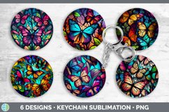 Stained Glass Butterflies Keychain | Sublimation Keyring Des Product Image 2