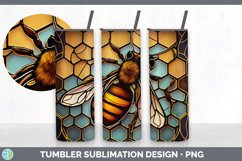 Stained Glass Bees Tumbler | Sublimation 20 oz Skinny Tumble Product Image 4