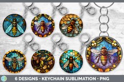 Stained Glass Bees Keychain | Sublimation Keyring Designs Bu Product Image 1