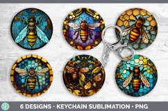 Stained Glass Bees Keychain | Sublimation Keyring Designs Bu Product Image 2