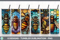 Stained Glass Bees Tumbler | Sublimation 20 oz Skinny Tumble Product Image 1