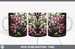 Stained Glass Azalea Flowers Mug Wrap | Sublimation Coffee C Product Image 3