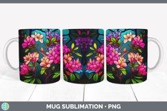 Stained Glass Azalea Flowers Mug Wrap | Sublimation Coffee C Product Image 5
