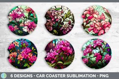 Stained Glass Azalea Flowers Car Coaster | Sublimation Coast Product Image 2