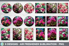 Stained Glass Azalea Flowers Air Freshener | Sublimation Car Product Image 2