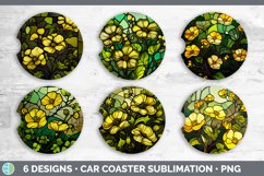 Stained Glass Buttercup Flowers Car Coaster | Sublimation Co Product Image 2