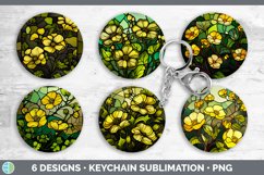 Stained Glass Buttercup Flowers Keychain | Sublimation Keyri Product Image 2