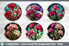 Stained Glass Carnation Flowers Car Coaster | Sublimation Co Product Image 2