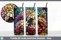 Stained Glass Chrysanthemum Flowers Tumbler | Sublimation 20 Product Image 5