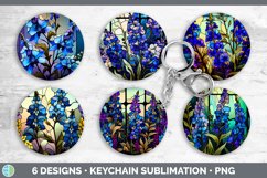 Stained Glass Delphinium Flowers Keychain | Sublimation Keyr Product Image 2