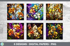 Stained Glass Freesia Flowers Paper Backgrounds | Digital Sc Product Image 1