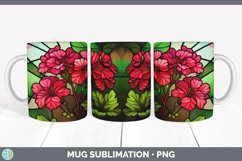 Stained Glass Geranium Flowers Mug Wrap | Sublimation Coffee Product Image 2