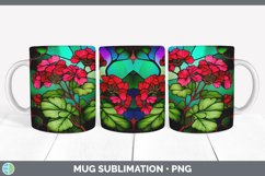 Stained Glass Geranium Flowers Mug Wrap | Sublimation Coffee Product Image 3
