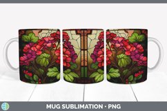 Stained Glass Geranium Flowers Mug Wrap | Sublimation Coffee Product Image 4
