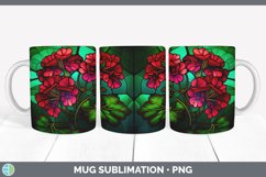 Stained Glass Geranium Flowers Mug Wrap | Sublimation Coffee Product Image 6