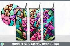 Stained Glass Gladiolus Flowers Tumbler | Sublimation 20 oz Product Image 3