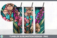 Stained Glass Gladiolus Flowers Tumbler | Sublimation 20 oz Product Image 4