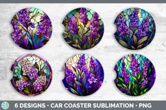 Stained Glass Lavender Flowers Car Coaster | Sublimation Coa Product Image 2