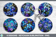 Stained Glass Periwinkle Flowers Keychain | Sublimation Keyr Product Image 2