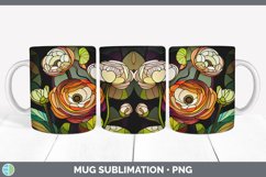 Stained Glass Ranunculus Flowers Mug Wrap | Sublimation Coff Product Image 2