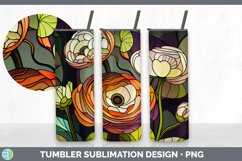 Stained Glass Ranunculus Flowers Tumbler | Sublimation 20 oz Product Image 2