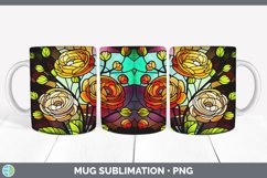 Stained Glass Ranunculus Flowers Mug Wrap | Sublimation Coff Product Image 4