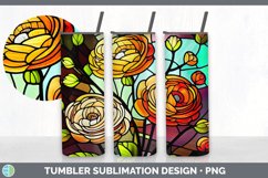Stained Glass Ranunculus Flowers Tumbler | Sublimation 20 oz Product Image 4