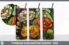 Stained Glass Ranunculus Flowers Tumbler | Sublimation 20 oz Product Image 5