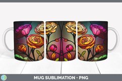 Stained Glass Ranunculus Flowers Mug Wrap | Sublimation Coff Product Image 6