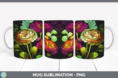 Stained Glass Ranunculus Flowers Mug Wrap | Sublimation Coff Product Image 7