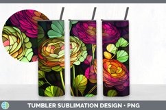 Stained Glass Ranunculus Flowers Tumbler | Sublimation 20 oz Product Image 7