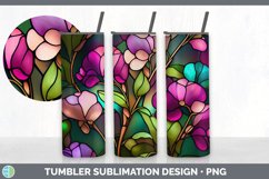 Stained Glass Sweet Pea Flowers Tumbler | Sublimation 20 oz Product Image 3