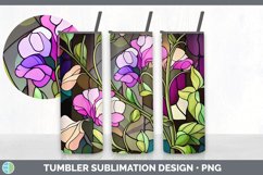 Stained Glass Sweet Pea Flowers Tumbler | Sublimation 20 oz Product Image 5